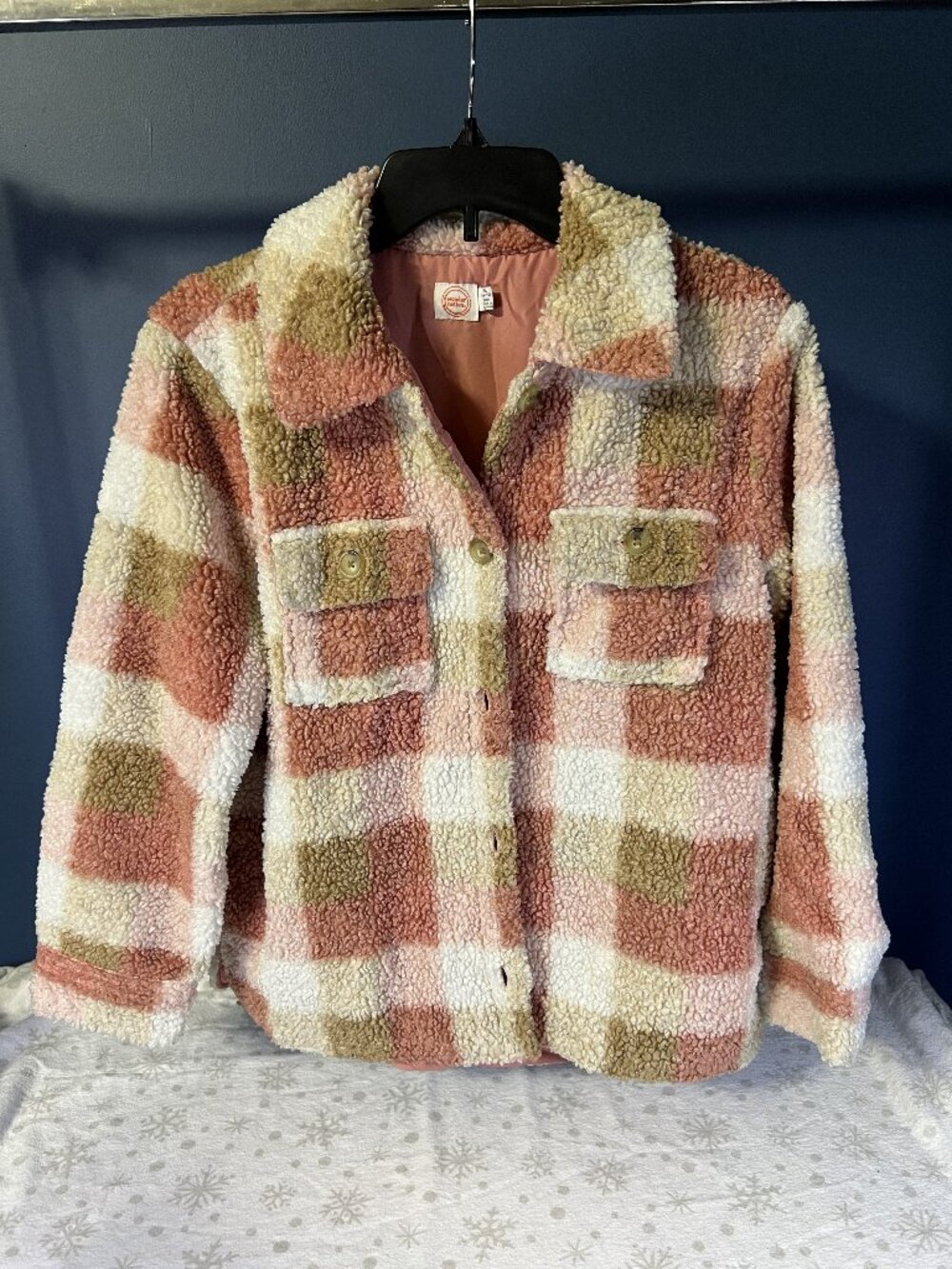 Wonder Nation Girls' Faux Sherpa Shacket/Jacket XL (14-16)